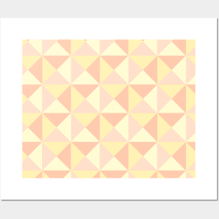 Peach Yellow Orange Pink Geometric Triangles Pattern Posters and Art